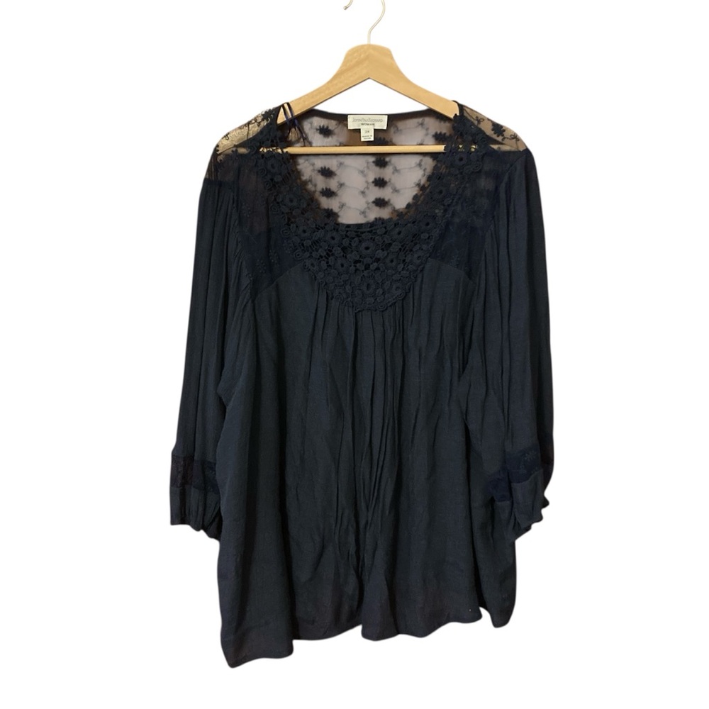 NWOT John Paul Richard Woman 3XL Elegant Lace blue Women's plus Top lace bell